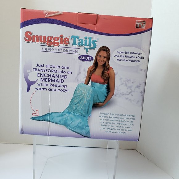 Snuggie Tails Adult Mermaid Tail Blanket Aqua Gltr - Picture 2 of 11
